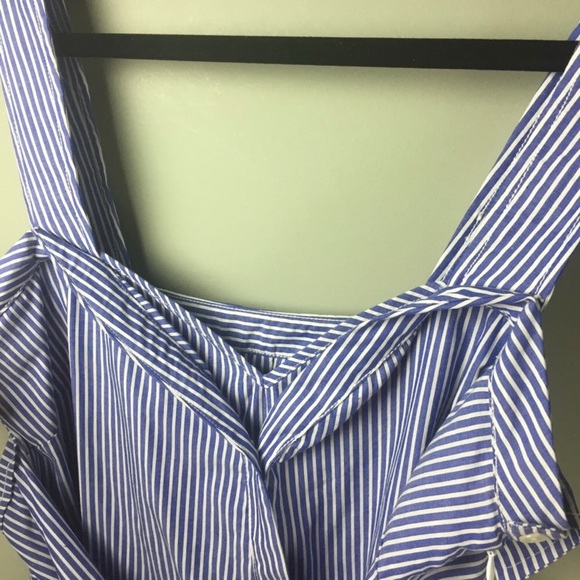 NWT Derek Lam Deconstructed Striped Tie Front Blue Cotton Shirt Dress Size 8 - Picture 6 of 14